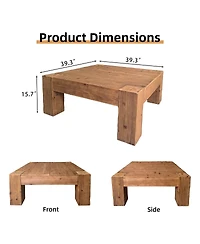 Streamdale Furniture Solid Wood Coffee Table: Japanese Wabi-Sabi & Modern Minimalist