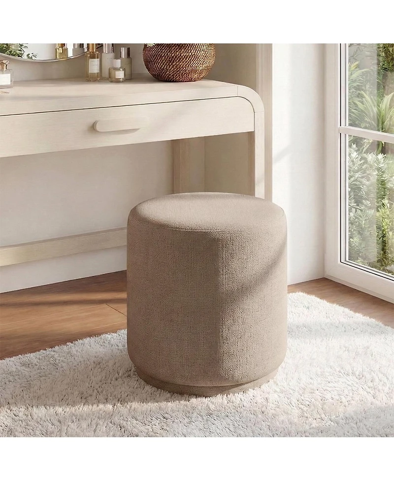 Maison Boucle 360 Swivel Upholstered Ottoman Footstool, Round Accent Stool