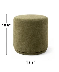 Maison Boucle 360 Swivel Upholstered Ottoman Footstool, Round Accent Stool