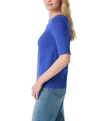 Gloria Vanderbilt Women's Boat Neck Elbow-Sleeve T-Shirt