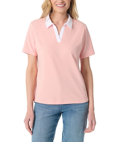 Gloria Vanderbilt Women's Point Collar Short-Sleeve Polo T-Shirt