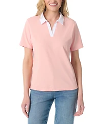 Gloria Vanderbilt Women's Point Collar Short-Sleeve Polo T-Shirt