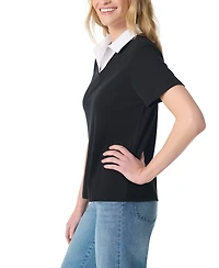 Gloria Vanderbilt Women's Point-Collar Short-Sleeve Polo Top