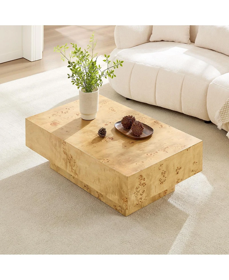 Streamdale Furniture Burl Wood Veneer Rectangle Coffee Table - Mid-Century Modern