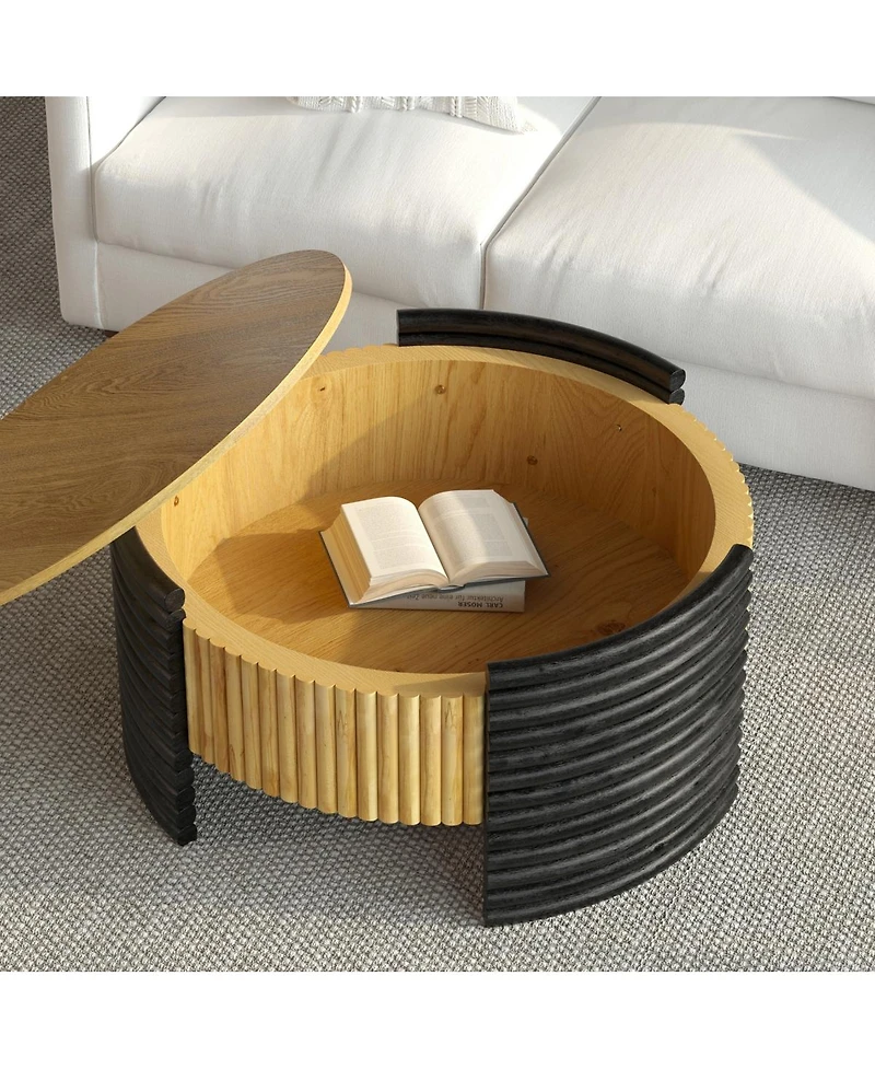 Streamdale Furniture Modern Striped Coffee Table with Flip Top Storage