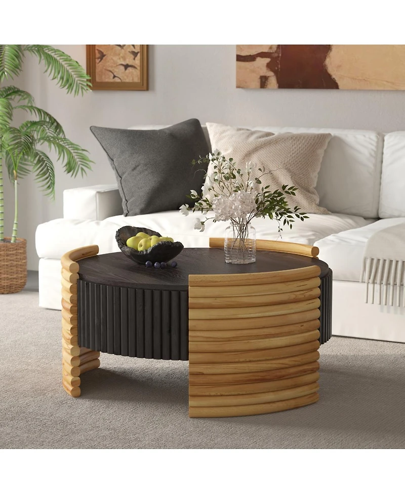Streamdale Furniture Modern Colorblocked Striped Coffee Table with Flip Top Storage