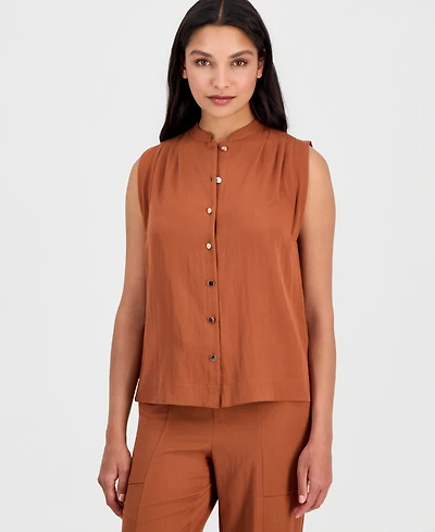 Anne Klein Women's Button-Front Sleeveless Top