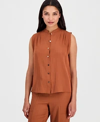 Anne Klein Women's Button-Front Sleeveless Top