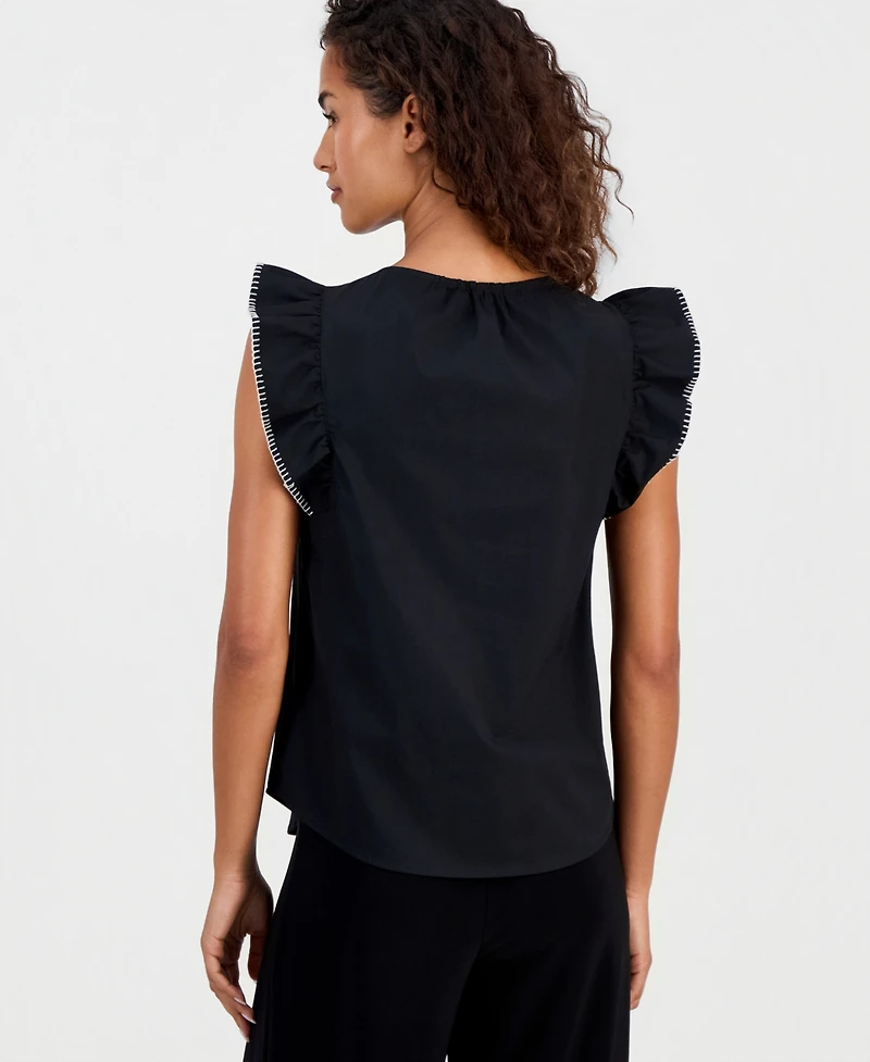Anne Klein Women's Stitch Flutter Sleeve Blouse