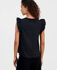 Anne Klein Women's Stitch Flutter Sleeve Blouse