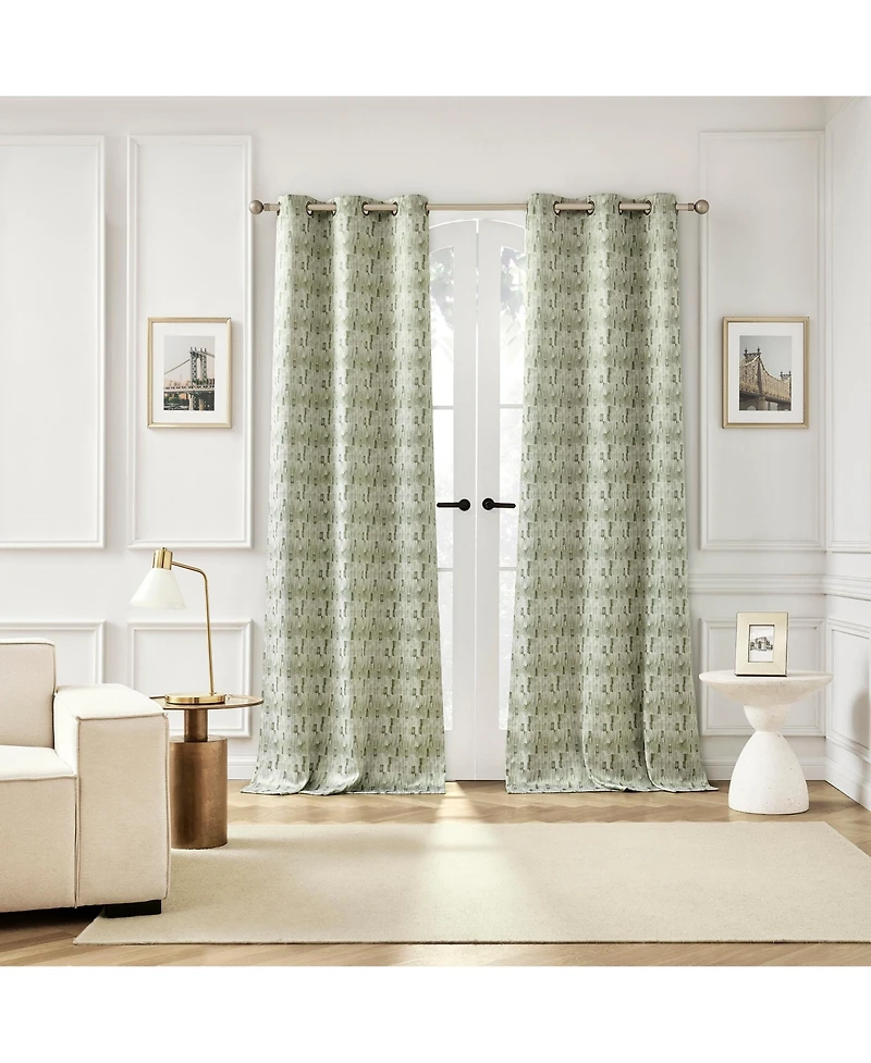 Sun Zero Vernon Monochrome Brushstrokes Magnetic Closure Blackout Grommet Curtain Panel Pair