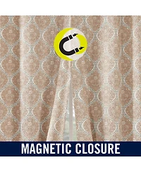 Sun Zero Lanet Vintage Ogee Magnetic Closure Blackout Back Tab Curtain Panel Pair