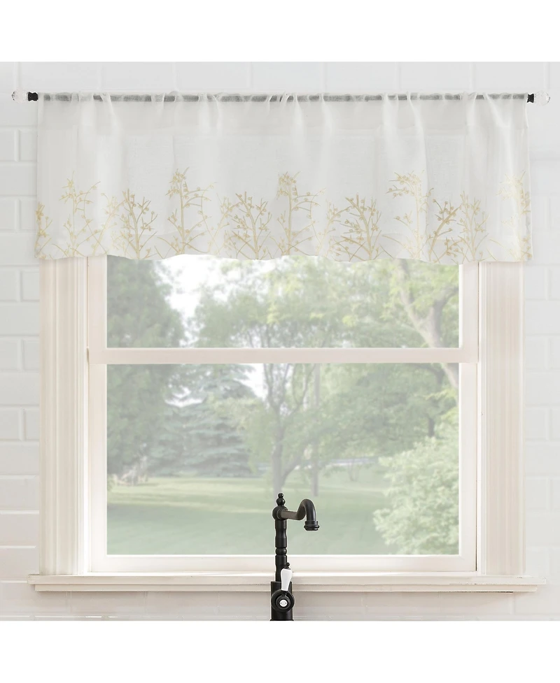 No. 918 Madeira Embroidered Floral Sheer Rod Pocket Kitchen Curtain Tier Pair