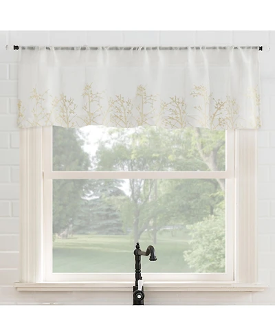 No. 918 Madeira Embroidered Floral Sheer Rod Pocket Kitchen Curtain Tier Pair