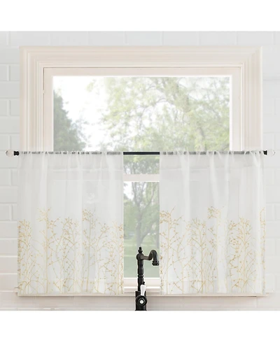 No. 918 Madeira Embroidered Floral Sheer Rod Pocket Kitchen Curtain Tier Pair