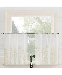 No. 918 Madeira Embroidered Floral Sheer Rod Pocket Kitchen Curtain Tier Pair