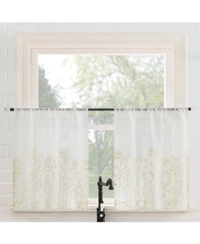 No. 918 Madeira Embroidered Floral Sheer Rod Pocket Kitchen Curtain Tier Pair