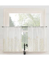 No. 918 Madeira Embroidered Floral Sheer Rod Pocket Kitchen Curtain Tier Pair