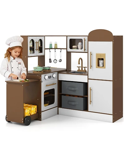 Mecale Corner Kitchen with Lights & Sounds, Fun Pretend Play for Kids