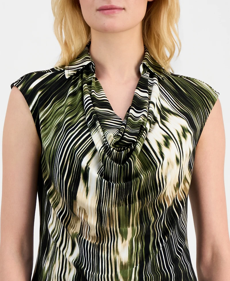 Anne Klein Women's Printed Cowlneck Sleeveless Top