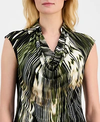 Anne Klein Women's Printed Cowlneck Sleeveless Top