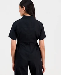 Anne Klein Women's Side-Pleat Button-Front Shirt, Regular & Petite