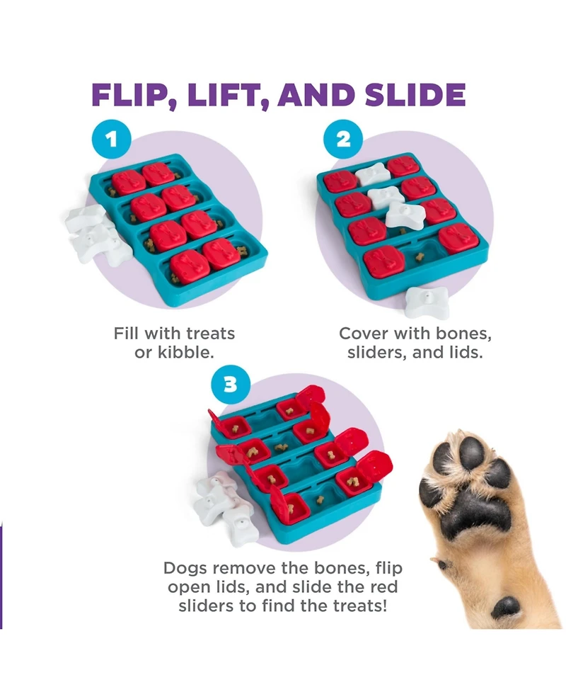 Aronkl Paw N Play Interactive Dog Puzzle Level 2 Intermediate Enrichment Treat Feeder Slow Eating Mental Stimulation