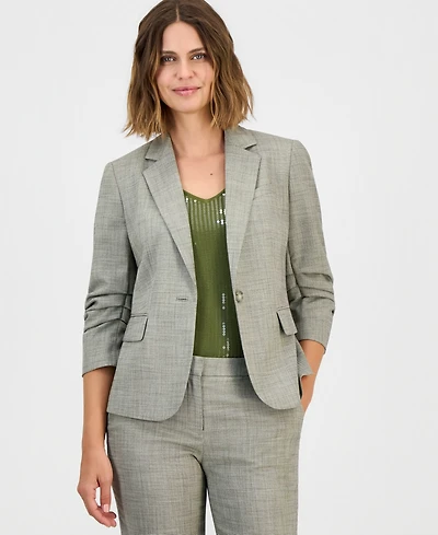 Anne Klein Women's One-Button Scrunch-Sleeve Blazer