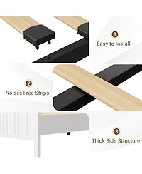 gaomon Farmhouse Bed Frame with Led Lights and Charging Station