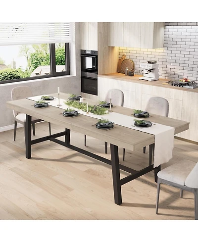 gaomon 63-83" Extendable Dining Table, Industrial Rectangular Dining Room Table for 6-8 People