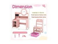 Slickblue Children s Lighted Vanity Desk Pretend Play Dressing Table