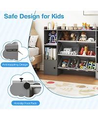 Sugift Kids Toy Storage and Bookshelf with Boxes and Open Shelves