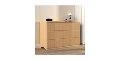 Flynama Modern 6 Drawer Dresser Espresso Wood for Bedroom Living Room Hallway Entryway