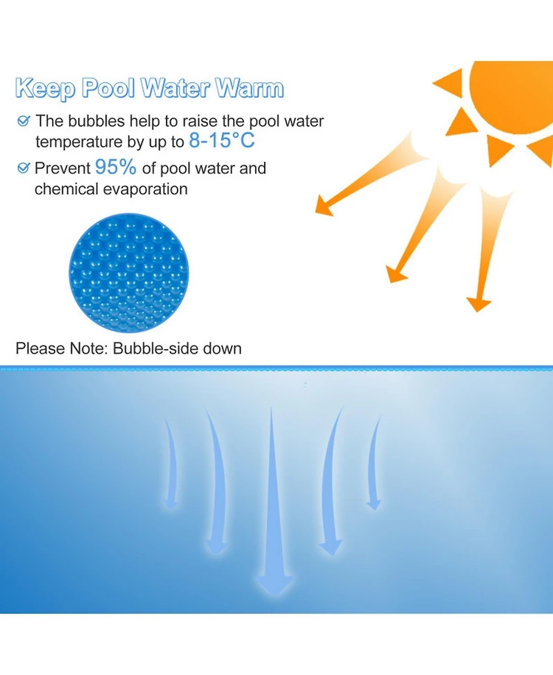 Gouun Rectangle Solar Pool Blanket 40 x 20 ft, 12-mil Heat Retaining Cover with Carrying Bag