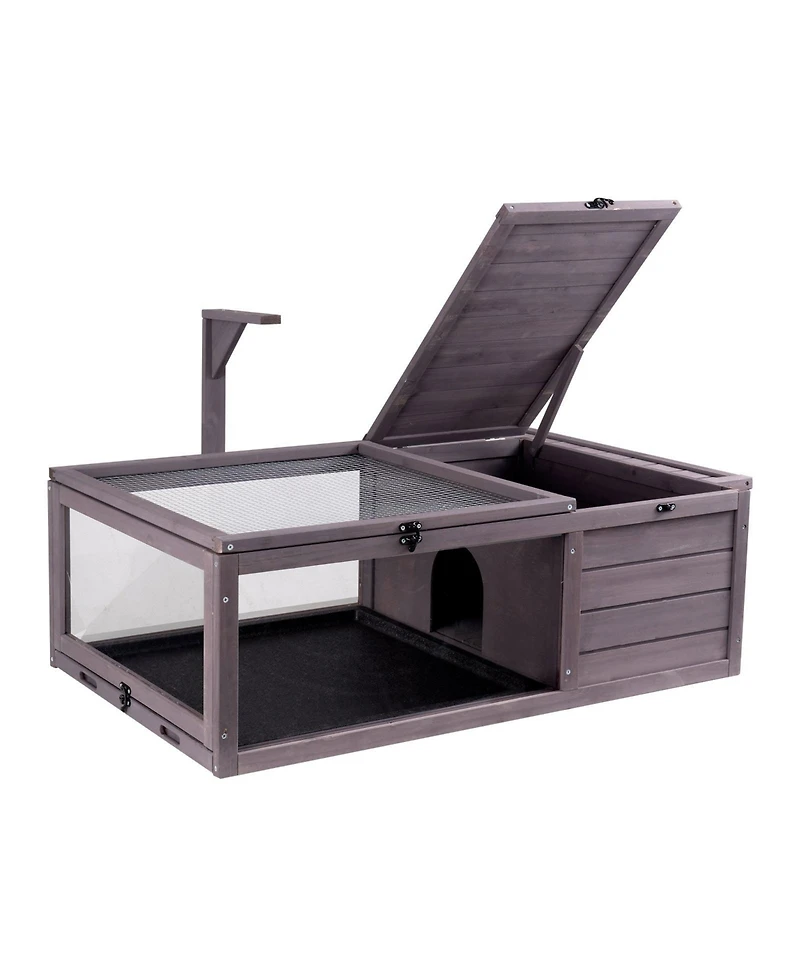 Sugift Tortoise Habitat, Wooden Enclosure with Light Stand, for Reptiles and Small Pets