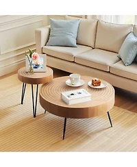 Gouun Round Coffee Table Set with Matching End Table