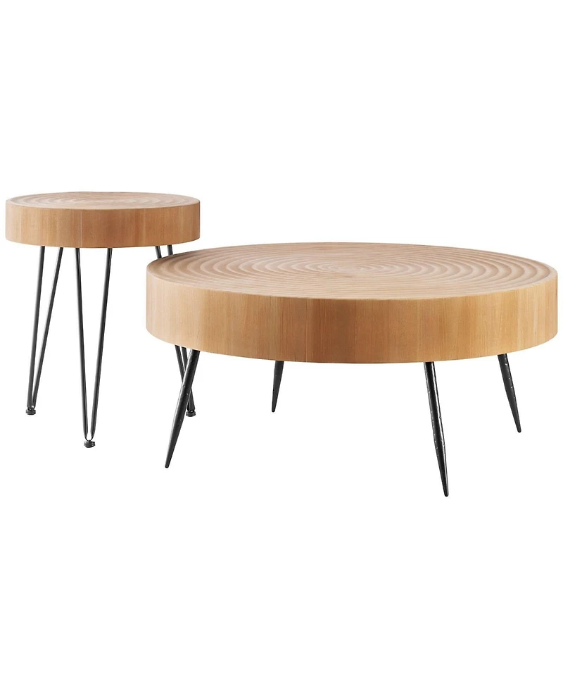 Gouun Round Coffee Table Set with Matching End Table