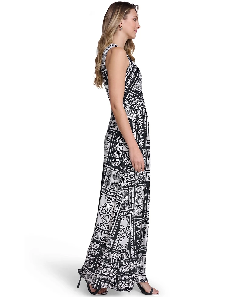 Jessica Howard Petite Sleeveless Tuck Front V-Neck Maxi Dress