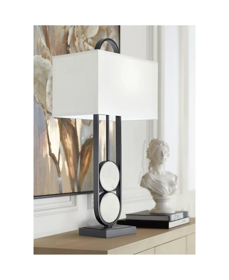 360 Lighting Eleanor 32 1/4" Tall Large Geometric Mid Century Modern End Table Lamp Metal Marble Single Living Room