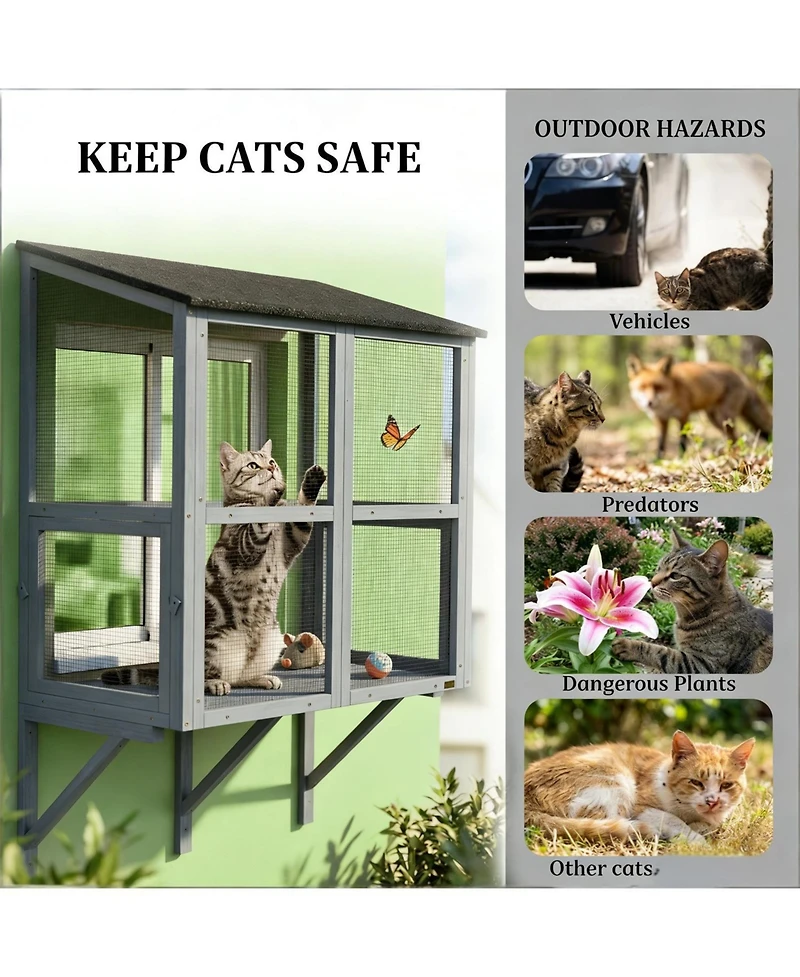 Zeus and Ruta Heavy Duty Outdoor Cat Catio with Mesh Cover for Indoor Cats