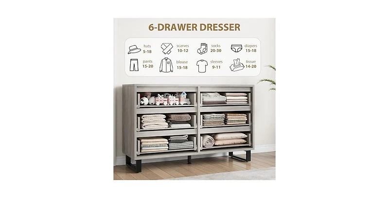 gaomon 6 Dresser for Bedroom, 47.2 in Wide Dresser