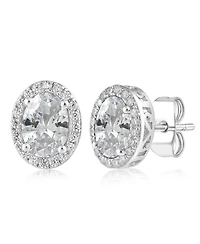 Simona Elegant Oval Birthstone Halo Cz Studs