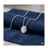 Simona Elegant Oval Birthstone Halo Cz Necklace