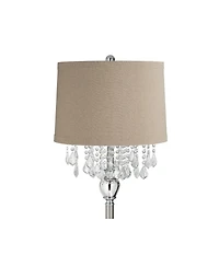 360 Lighting Chandelier Floor Lamp 62.5" Tall Brushed Nickel Chrome Crystals Linen Fabric Drum Shade for Living Room Reading Bedroom