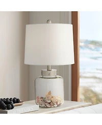 360 Lighting Coastal Accent Table Lamp with Table Top Dimmer Fillable 20.5" High Clear Glass Canister Drum for Living Room Bedroom
