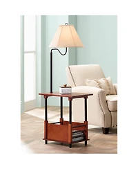 Regency Hill Rustic Farmhouse Floor Lamps with End Table 55" Tall Set of 2
