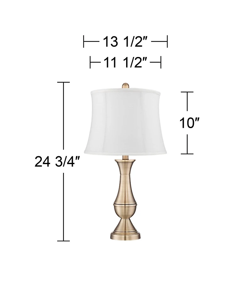 Regency Hill Becky Traditional Table Lamps 24 3/4" High Set of 2 Antique Softback Shade for Bedroom Living Room Bedside Nightstand Office