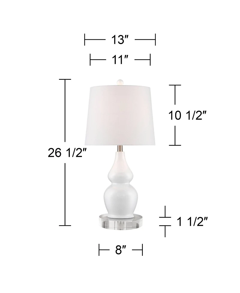 360 Lighting Jane Modern Double Gourd Table Lamps Set of 2 with Round Riser 26 1/2" High Ceramic Drum Shade for Bedroom Living Room Bedside Kids