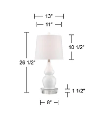 360 Lighting Jane Modern Double Gourd Table Lamps Set of 2 with Round Riser 26 1/2" High Ceramic Drum Shade for Bedroom Living Room Bedside Kids