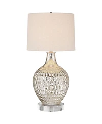 360 Lighting Waylon Modern Table Lamp with Clear Round Riser 29 1/2" Tall Mercury Glass rum Shade for Bedroom Living Room House Nightstand
